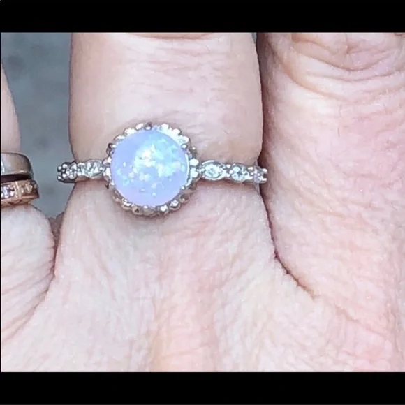 Fire opal and silver filled ring, size 8 - Picture 2 of 6